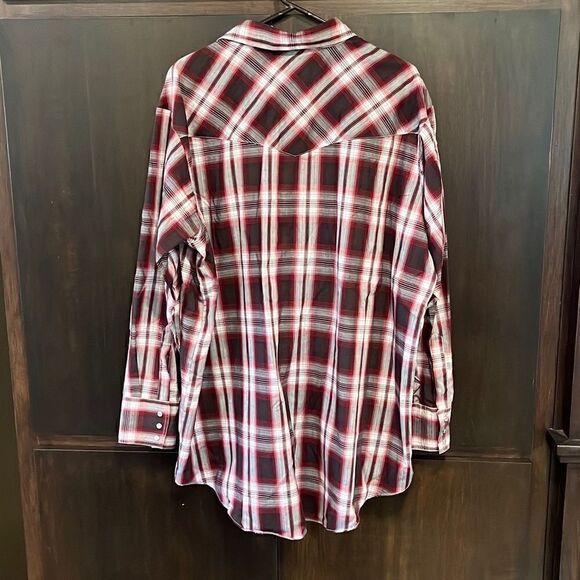 Ely Cattleman Burgundy Plaid Pearl Snap Shirt 2X - Picture 3 of 4